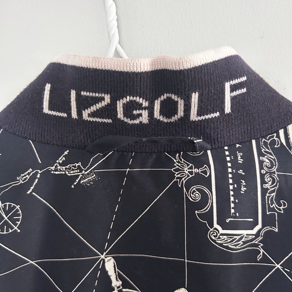 Vintage Liz Golf Nautical Map Womens M Coastal Preppy 90s Windbreaker Pullover - Picture 6 of 11